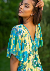 Ami Yellow Blue Midi Dress