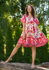 Ami Red White Midi Dress