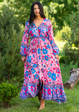 Camella Blue Flowers Purple Dress