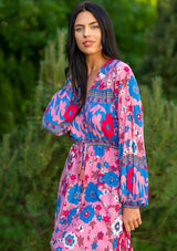 Camella Blue Flowers Purple Dress
