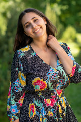 Isabella Dot Black Plus Dress