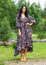 Francesca Mix Flowers Black Dress