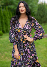 Francesca Mix Flowers Black Dress