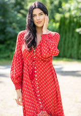 Francesca Red Lotus Dress