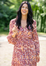 Simona Red Ruster Dress