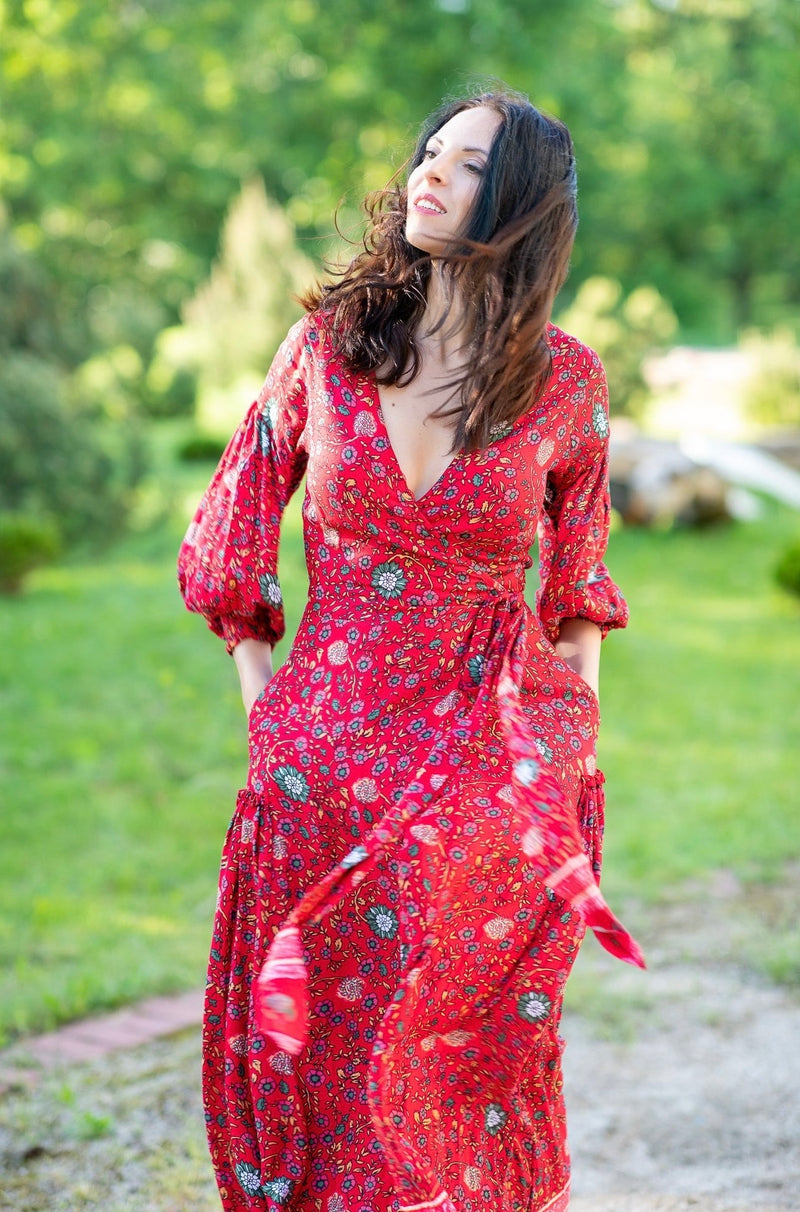 Queen Wrap Red Chili Dress