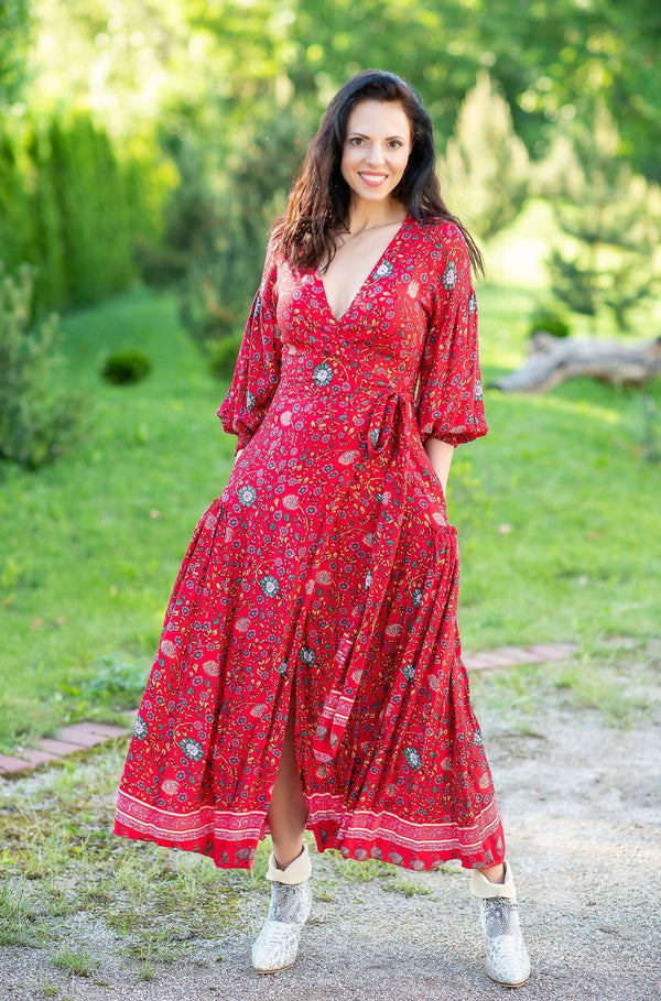 Queen Wrap Red Chili Dress