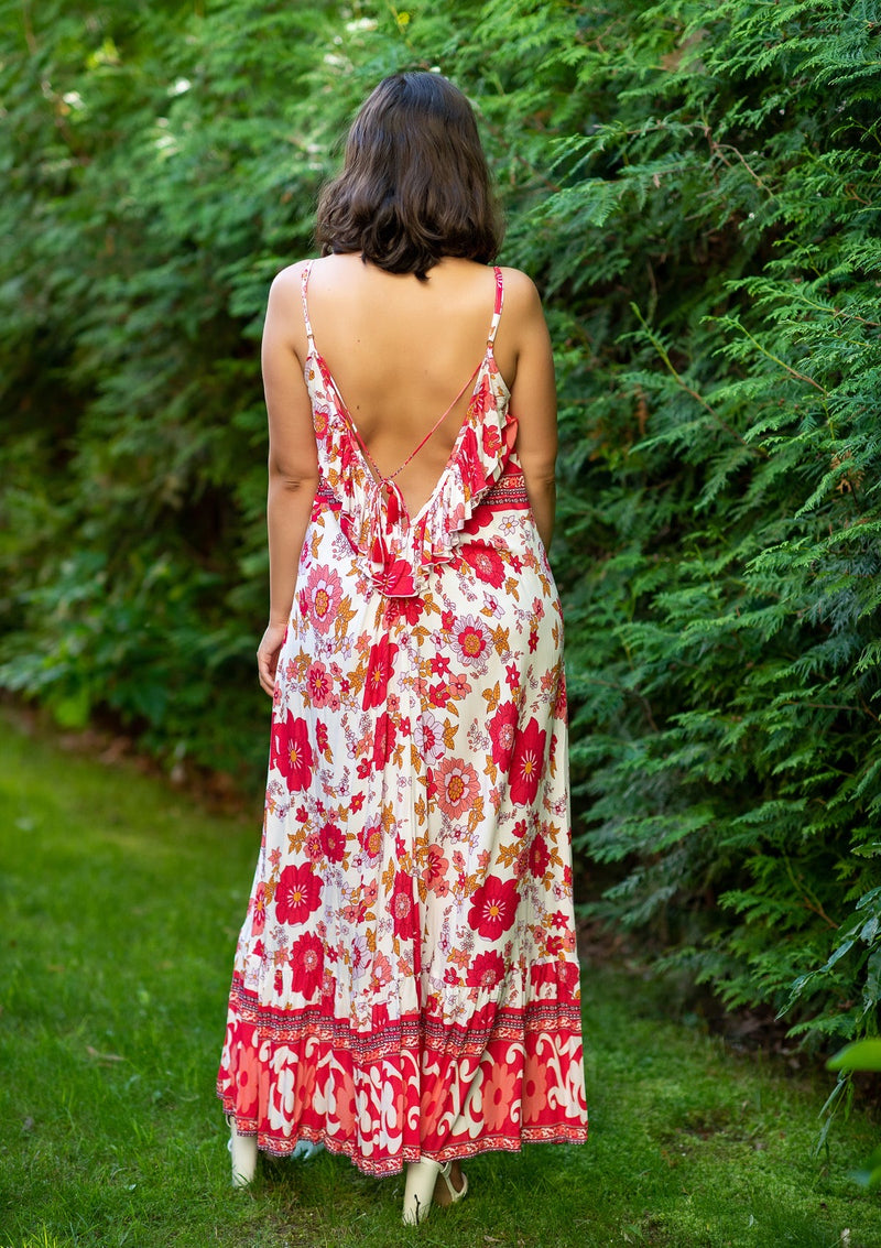 Tia Open Back Red Dress