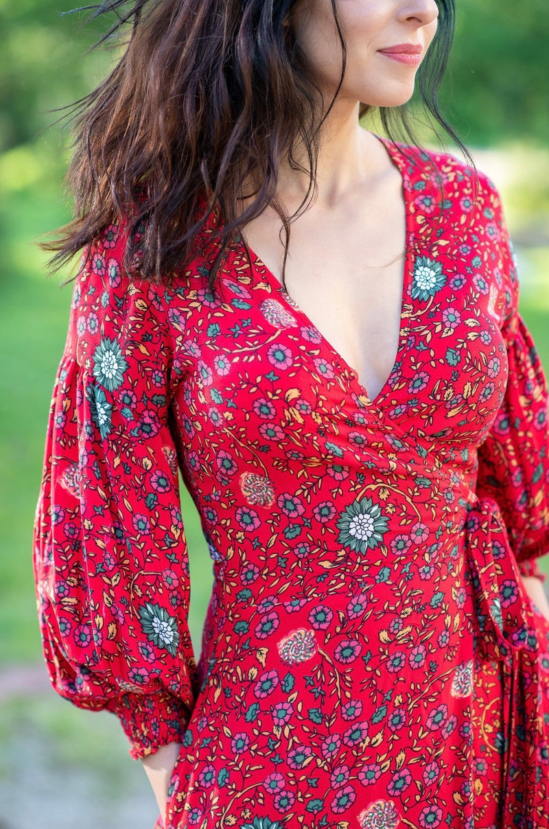 Queen Wrap Red Chili Dress