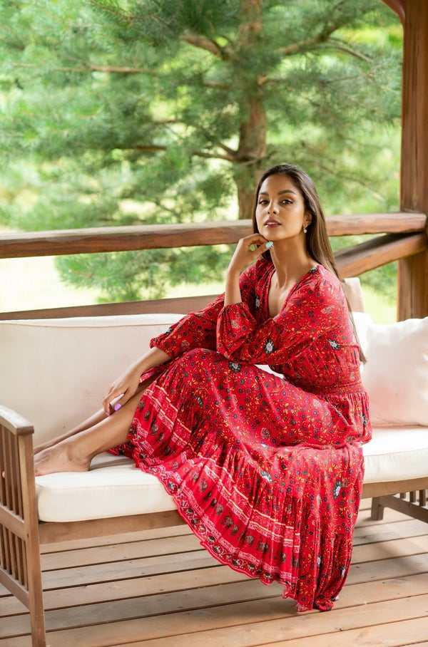Simona Red Chili Dress