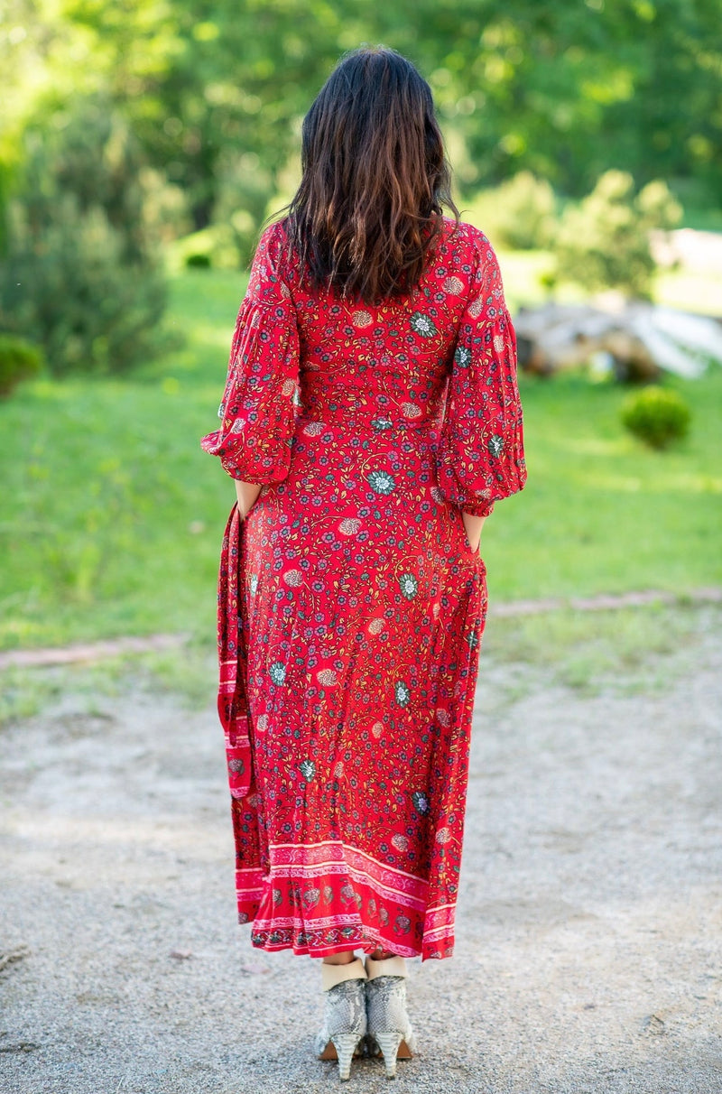 Queen Wrap Red Chili Dress
