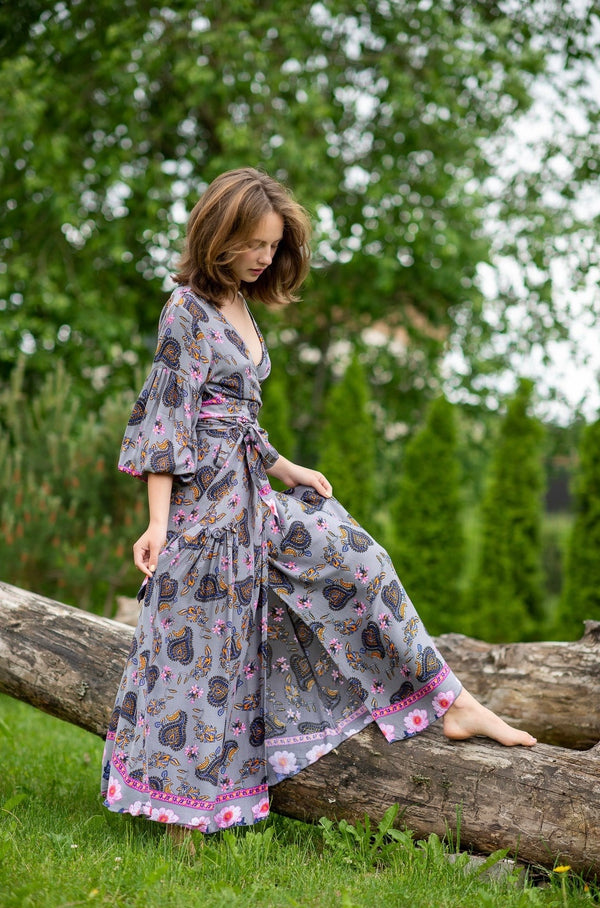 Queen Wrap Parsley Grey Dress