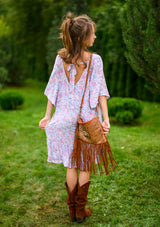 Ami Pink Flowers Midi Dress