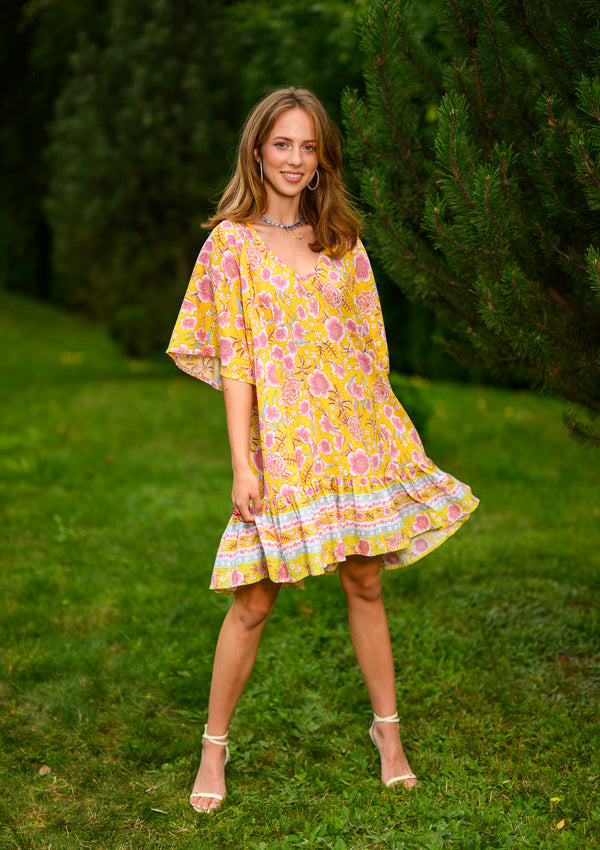 Ami Yellow Midi Dress