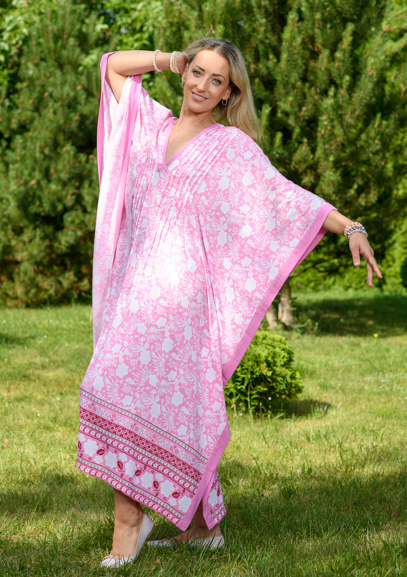 Pancho Pink Wit Flowers Dress
