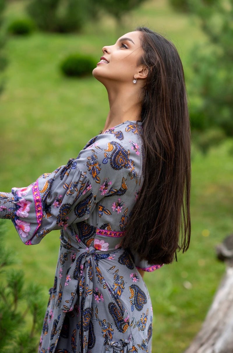 grey wrap dress Georgia