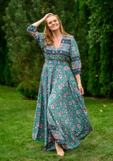 Isabella Mix Flowers Green Dress