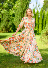 Isabella Orange Flowers Garden Dress