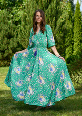 Isabella Green Flowers Garden Dress