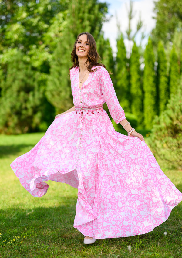 Isabella Wit Flowers Pink Dress