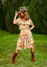 Lolita Orange Mix Flowers Mini Dress