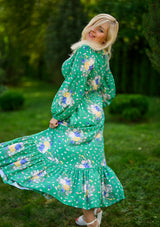Simona Green Flowers Garden Dress