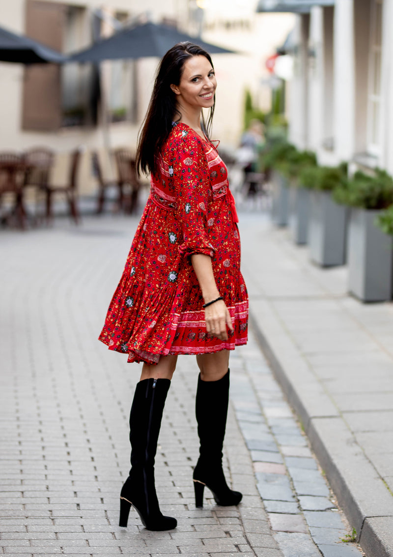 red chili dress The Tennen Embroidered Maxi Dress in Chili Red Large