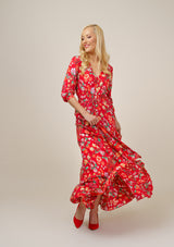 Isabella Mix Flowers Red Dress