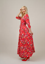 Isabella Mix Flowers Red Dress