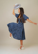 Polka Blue Midi Dress