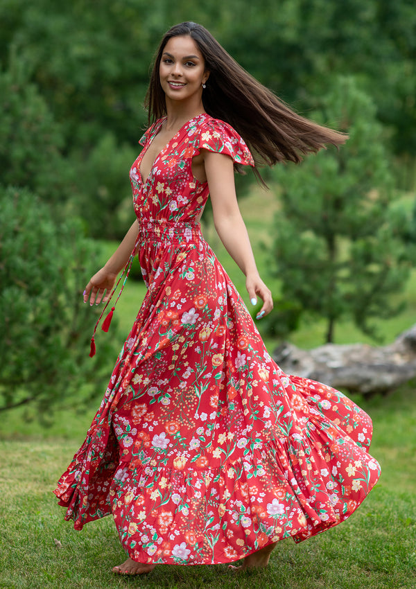 Silvey Open Back Red Dress