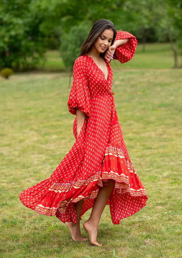 Francesca Lotus Red Dress