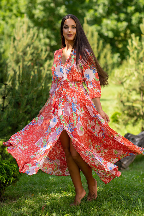 Isabella Dot Orange Dress