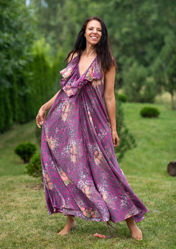 Bianca Purple Puma Roses Dress