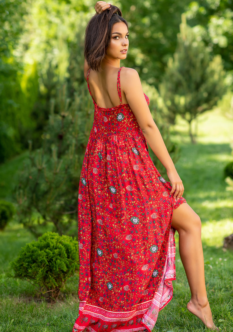 Queen Wrap Red Chili Dress