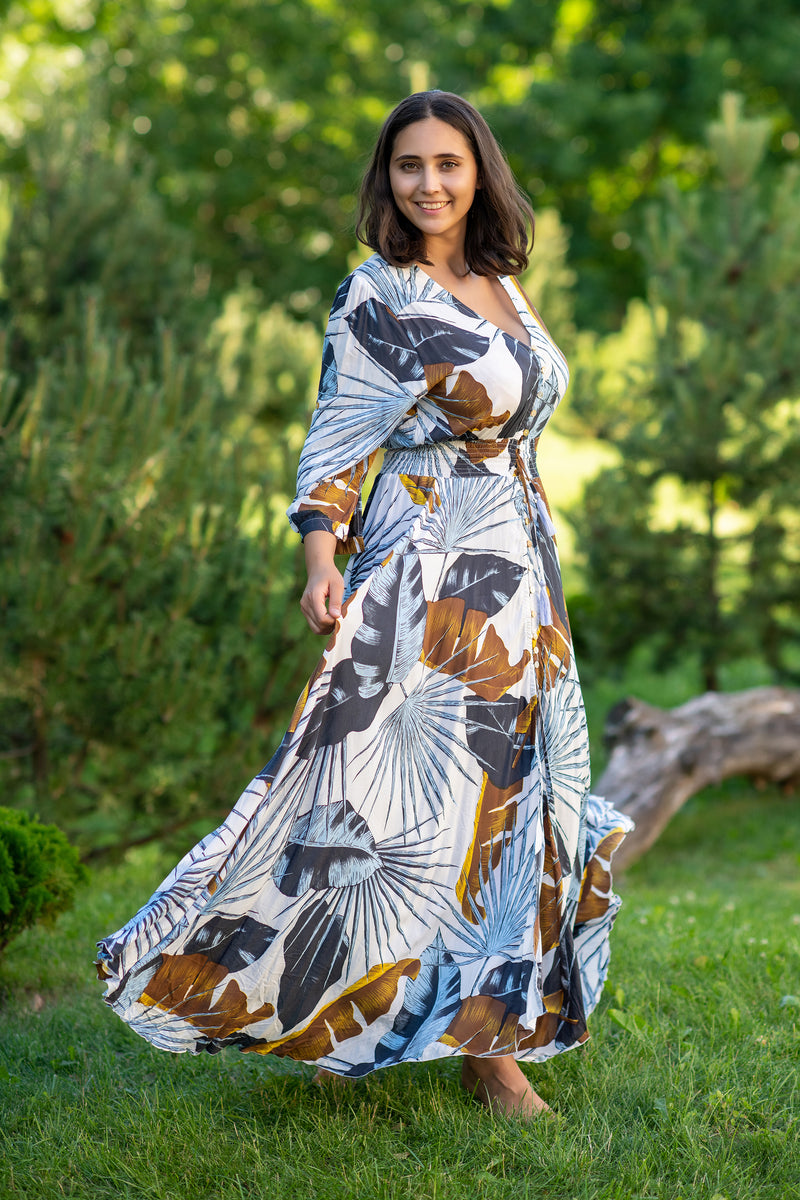 Isabella Palm Plus Dress