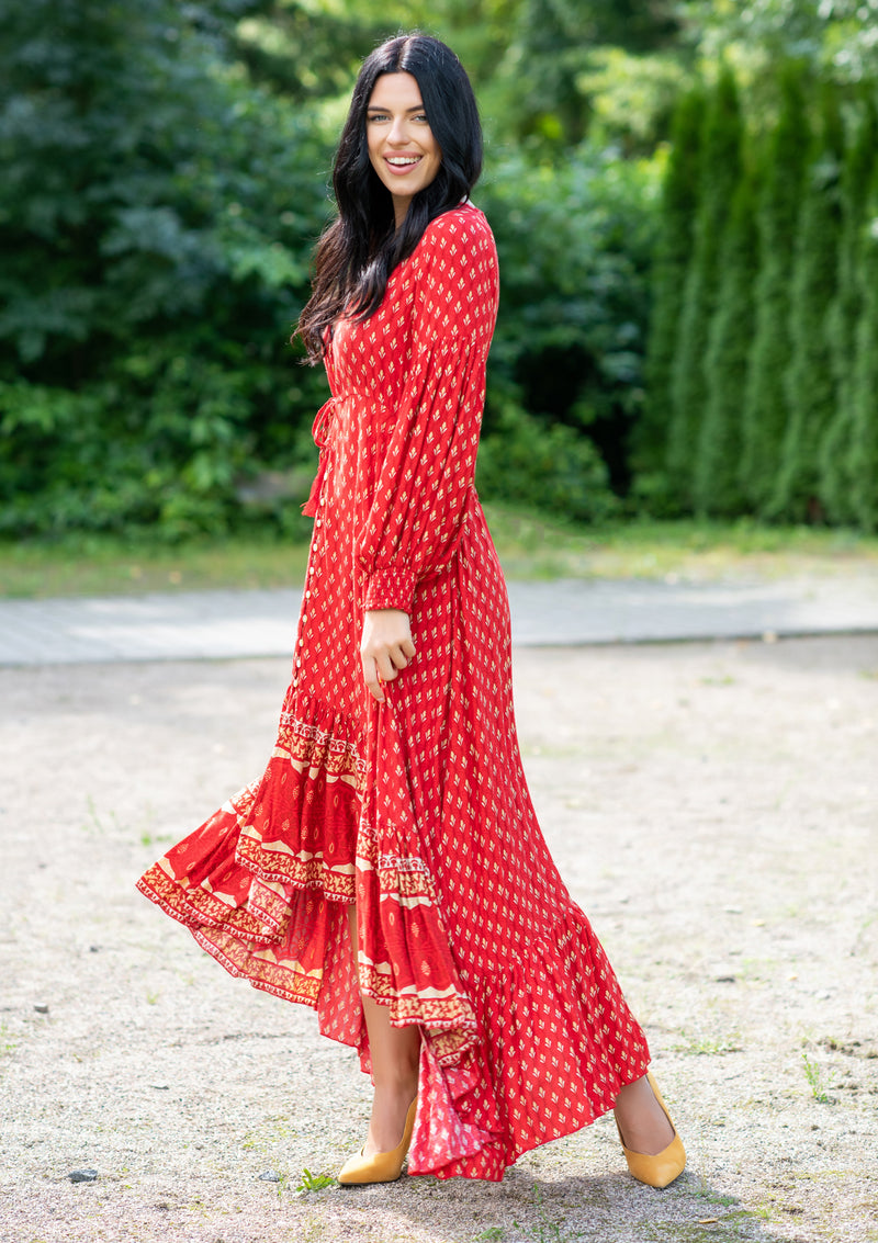 Francesca Red Lotus Dress