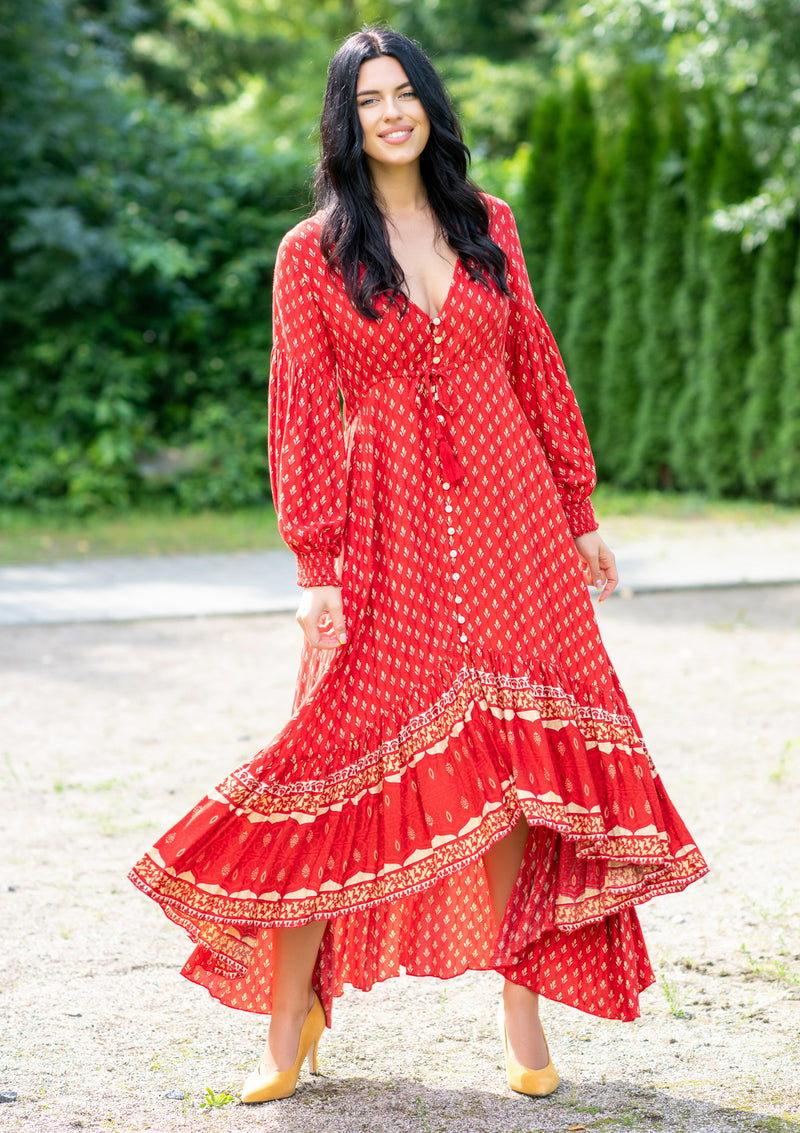 Francesca Red Lotus Dress