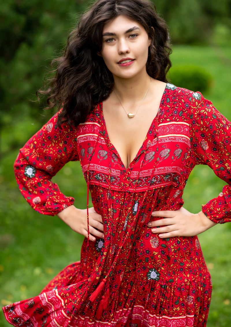 Nelly Red Chili Mini Dress – My Flower Dress - Main Image