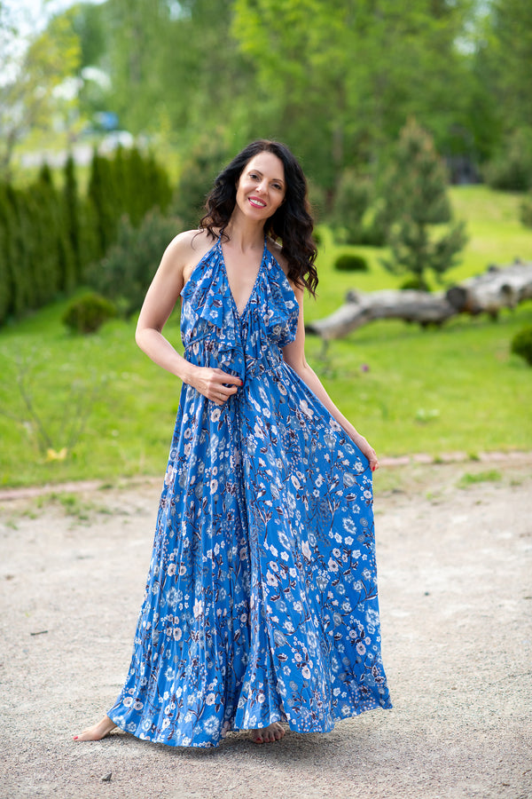 Bianca Mix Flowers Blue Dress