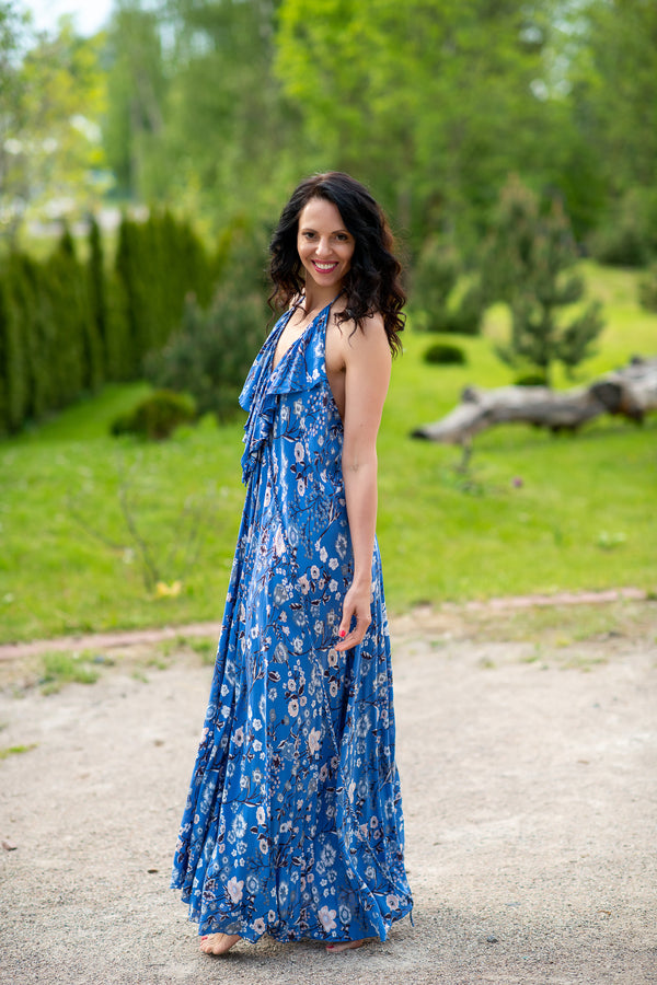 Bianca Mix Flowers Blue Dress