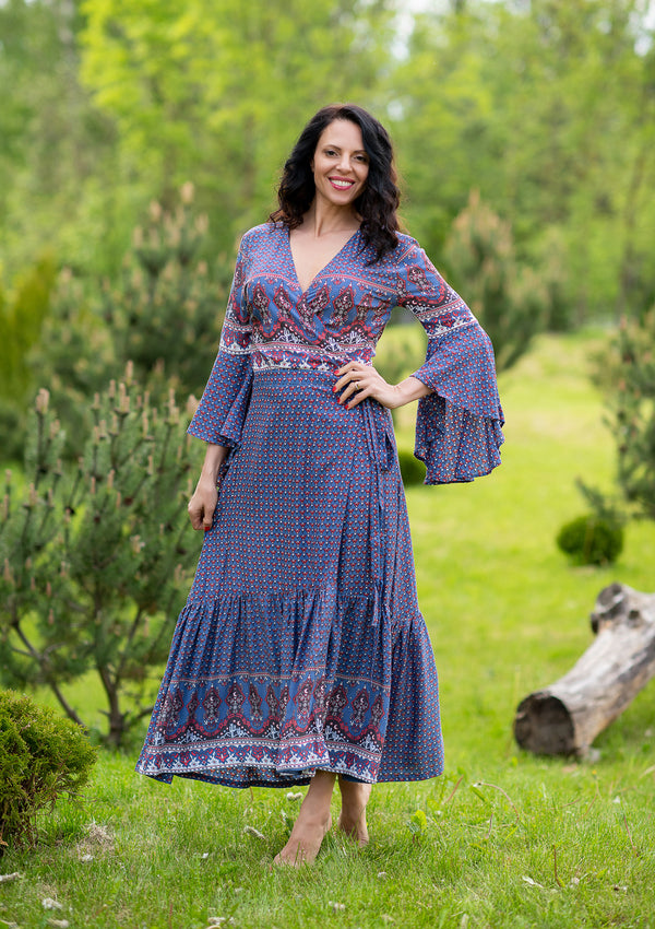 Wrap Tally Bird Navy Dress